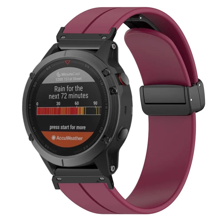 For Coros Vertix 2  /  Garmin Fenix 7X  /  6X  /  5X 26mm Watch Band Magnetic Buckle Silicone Strap
