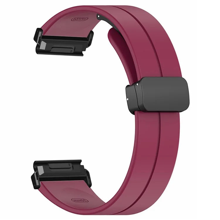 For Coros Vertix 2  /  Garmin Fenix 7X  /  6X  /  5X 26mm Watch Band Magnetic Buckle Silicone Strap