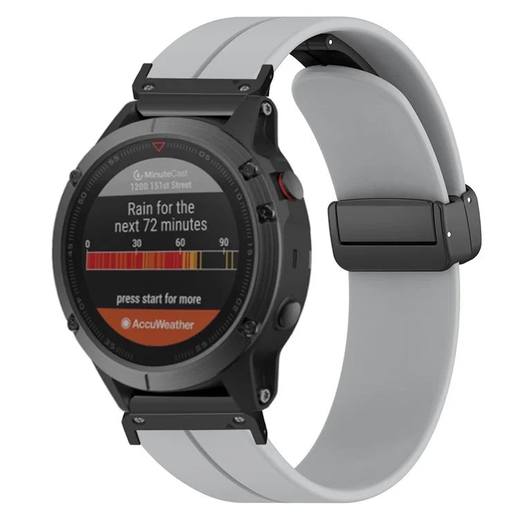 For Coros Vertix 2  /  Garmin Fenix 7X  /  6X  /  5X 26mm Watch Band Magnetic Buckle Silicone Strap