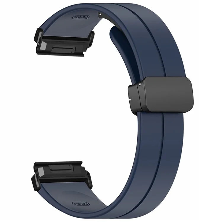For Coros Vertix 2  /  Garmin Fenix 7X  /  6X  /  5X 26mm Watch Band Magnetic Buckle Silicone Strap