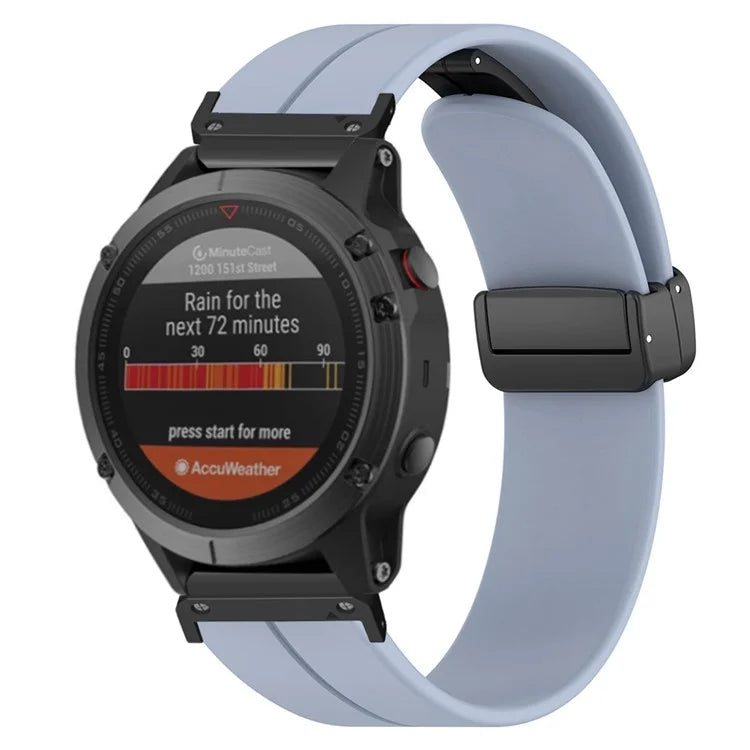 For Coros Vertix 2  /  Garmin Fenix 7X  /  6X  /  5X 26mm Watch Band Magnetic Buckle Silicone Strap