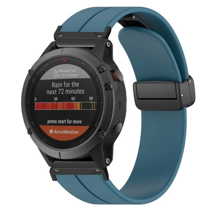 For Coros Vertix 2  /  Garmin Fenix 7X  /  6X  /  5X 26mm Watch Band Magnetic Buckle Silicone Strap