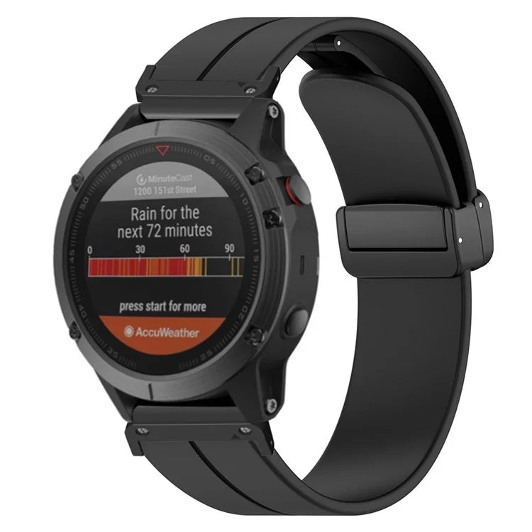 For Garmin Fenix 7 / 6 / 5 22mm Wrist Strap Flexible Silicone Watch Band with Magnetic Buckle