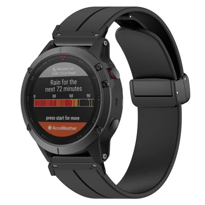 For Garmin Fenix 7 / 6 / 5 22mm Wrist Strap Flexible Silicone Watch Band with Magnetic Buckle