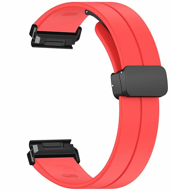 For Garmin Fenix 7 / 6 / 5 22mm Wrist Strap Flexible Silicone Watch Band with Magnetic Buckle