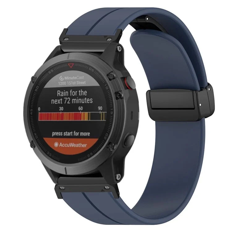 For Garmin Fenix 7 / 6 / 5 22mm Wrist Strap Flexible Silicone Watch Band with Magnetic Buckle