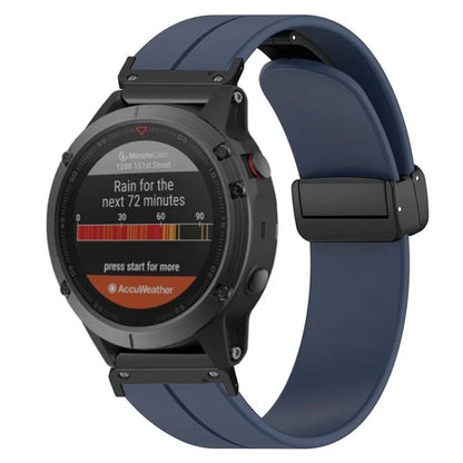 For Garmin Fenix 7 / 6 / 5 22mm Wrist Strap Flexible Silicone Watch Band with Magnetic Buckle