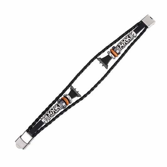 For Samsung Galaxy Fit3 PU Leather+Metal Bracelet Ethnic Retro Style Watch Strap