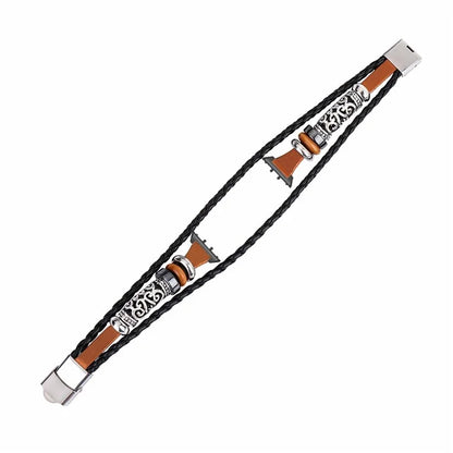 For Samsung Galaxy Fit3 PU Leather+Metal Bracelet Ethnic Retro Style Watch Strap
