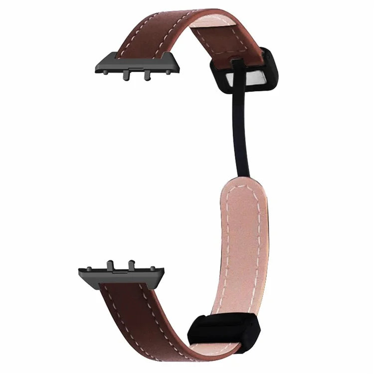 For Samsung Galaxy Fit3 Watch Band Genuine Cow Leather Folding Magnetic Buckle Strap