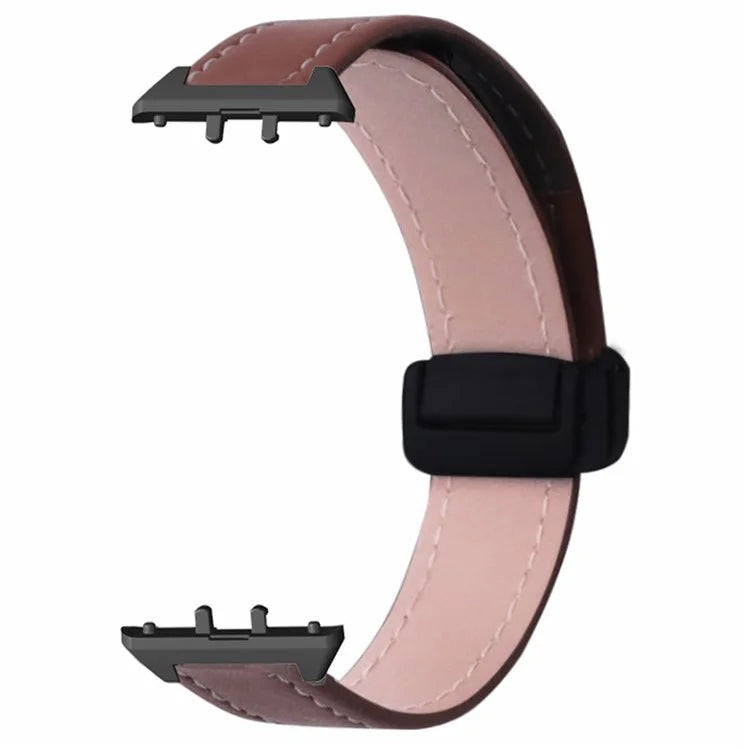 For Samsung Galaxy Fit3 Watch Band Genuine Cow Leather Folding Magnetic Buckle Strap