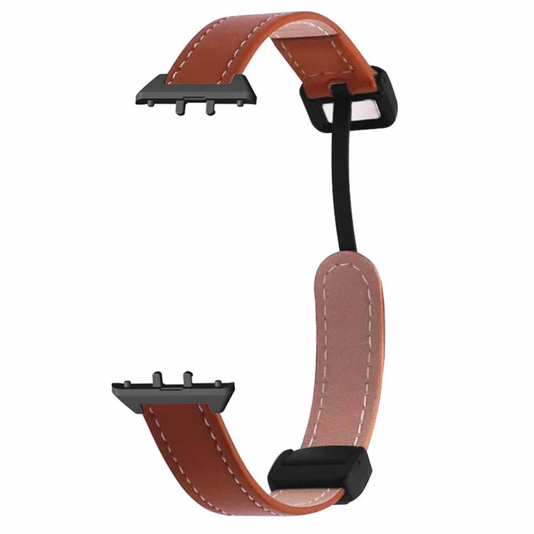 For Samsung Galaxy Fit3 Watch Band Genuine Cow Leather Folding Magnetic Buckle Strap