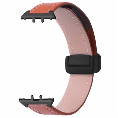 For Samsung Galaxy Fit3 Watch Band Genuine Cow Leather Folding Magnetic Buckle Strap