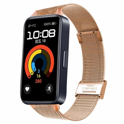 For Huawei Band 9 Watch Bracelet Milanese Mesh Replacement Strap with Metal Connector