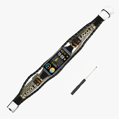 For Huawei Band 9 Wrist Watch Band Beaded Ethnic Retro Style DIY Strap with Spring Bar Tool