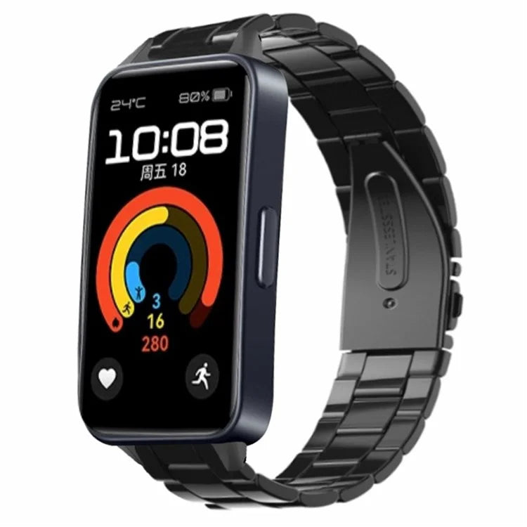 For Huawei Band 9 Watch Strap Stainless Steel Slim Watch Band with Metal Connector