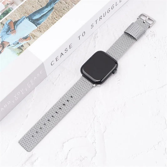 Grids Texture Nylon Strap for Apple Watch Ultra 2 Ultra 49mm / 9 8 7 45mm / 6 5 4 SE (2023) SE (2022) SE 44mm / 3 2 1 42mm Wrist Band