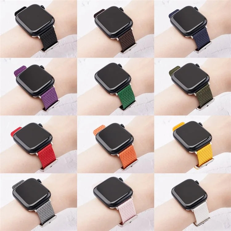 Grids Texture Nylon Strap for Apple Watch Ultra 2 Ultra 49mm / 9 8 7 45mm / 6 5 4 SE (2023) SE (2022) SE 44mm / 3 2 1 42mm Wrist Band