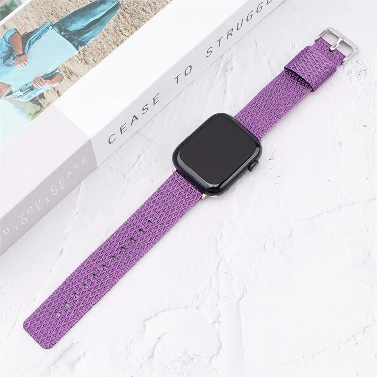 Grids Texture Nylon Strap for Apple Watch Ultra 2 Ultra 49mm / 9 8 7 45mm / 6 5 4 SE (2023) SE (2022) SE 44mm / 3 2 1 42mm Wrist Band