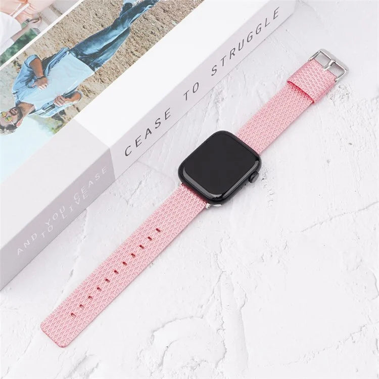 Grids Texture Nylon Strap for Apple Watch Ultra 2 Ultra 49mm / 9 8 7 45mm / 6 5 4 SE (2023) SE (2022) SE 44mm / 3 2 1 42mm Wrist Band