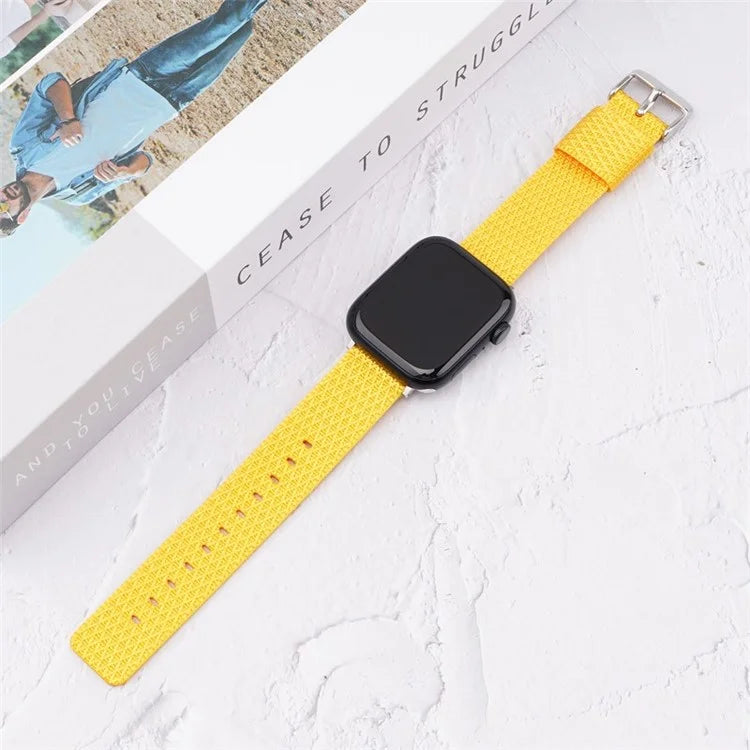 Grids Texture Nylon Strap for Apple Watch Ultra 2 Ultra 49mm / 9 8 7 45mm / 6 5 4 SE (2023) SE (2022) SE 44mm / 3 2 1 42mm Wrist Band