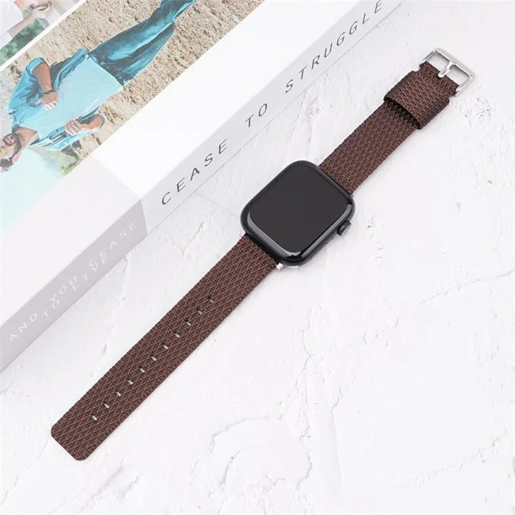 For Apple Watch Series 9 8 7 41mm  /  6 5 4 SE (2023) SE (2022) SE 40mm  /  3 2 1 38mm Grids Texture Nylon Strap