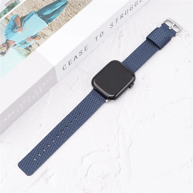 For Apple Watch Series 9 8 7 41mm  /  6 5 4 SE (2023) SE (2022) SE 40mm  /  3 2 1 38mm Grids Texture Nylon Strap