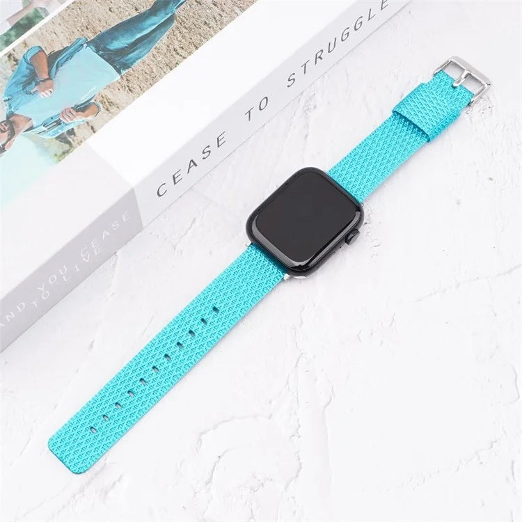 For Apple Watch Series 9 8 7 41mm  /  6 5 4 SE (2023) SE (2022) SE 40mm  /  3 2 1 38mm Grids Texture Nylon Strap