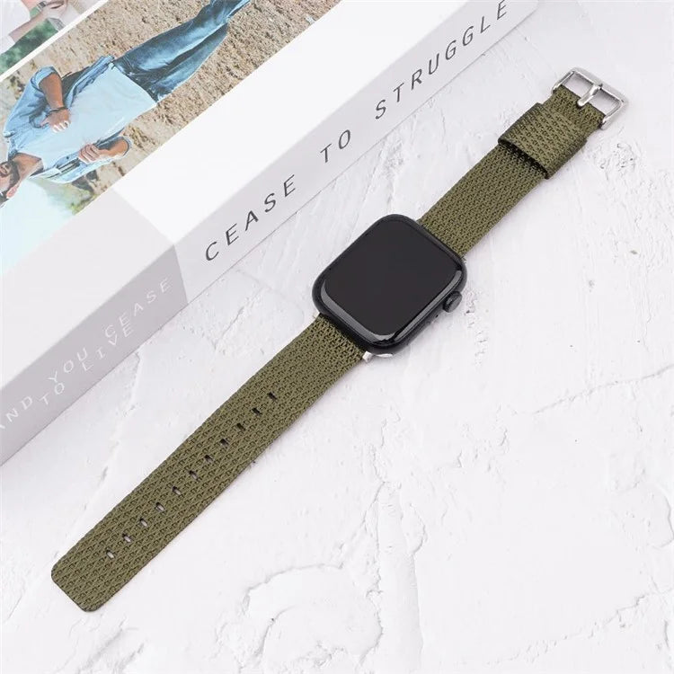 For Apple Watch Series 9 8 7 41mm  /  6 5 4 SE (2023) SE (2022) SE 40mm  /  3 2 1 38mm Grids Texture Nylon Strap