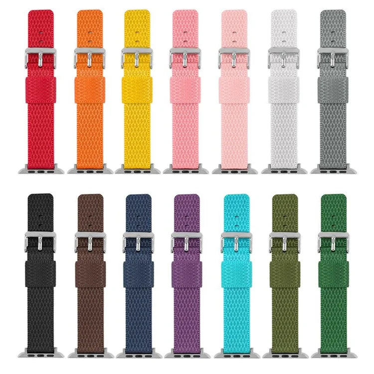 For Apple Watch Series 9 8 7 41mm  /  6 5 4 SE (2023) SE (2022) SE 40mm  /  3 2 1 38mm Grids Texture Nylon Strap