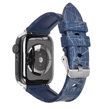 For Apple Watch Series 9 8 7 41mm / 6 5 4 SE (2022) SE (2023) SE 40mm / 3 2 1 38mm Rubber Watchband Replacement Strap with Silver Buckle