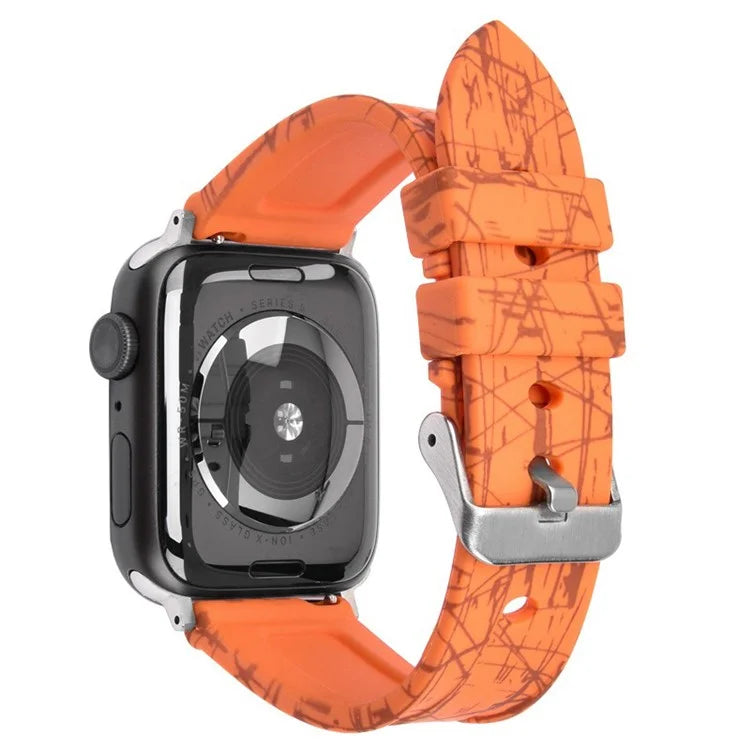 For Apple Watch Series 9 8 7 41mm / 6 5 4 SE (2022) SE (2023) SE 40mm / 3 2 1 38mm Rubber Watchband Replacement Strap with Silver Buckle