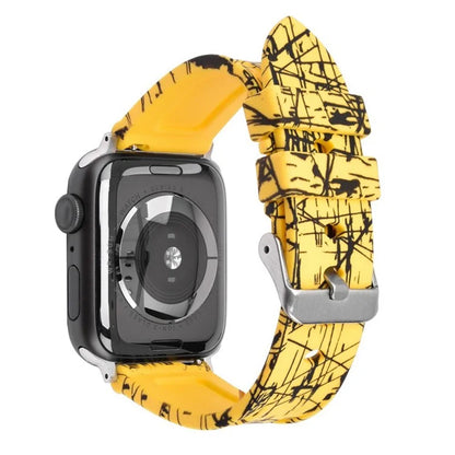For Apple Watch Series 9 8 7 41mm / 6 5 4 SE (2022) SE (2023) SE 40mm / 3 2 1 38mm Rubber Watchband Replacement Strap with Silver Buckle