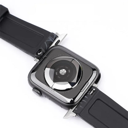 For Apple Watch Series 9 8 7 41mm / 6 5 4 SE (2022) SE (2023) SE 40mm / 3 2 1 38mm Rubber Watchband Replacement Strap with Silver Buckle