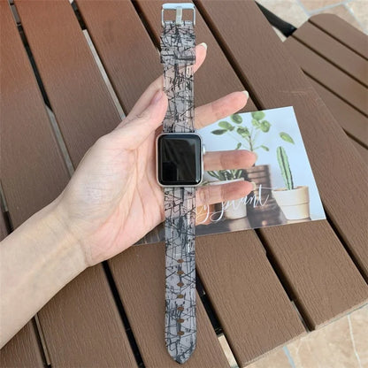 For Apple Watch Series 9 8 7 41mm / 6 5 4 SE (2022) SE (2023) SE 40mm / 3 2 1 38mm Rubber Watchband Replacement Strap with Silver Buckle