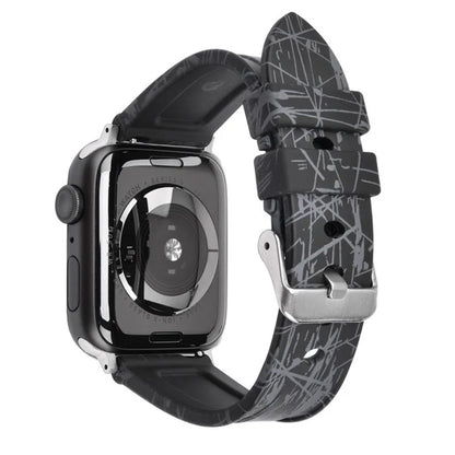 For Apple Watch Ultra 2 Ultra 49mm / Series 9 8 7 45mm / 6 5 4 SE (2022) SE (2023) SE 44mm / 3 2 1 42mm Rubber Watch Band, Silver Buckle