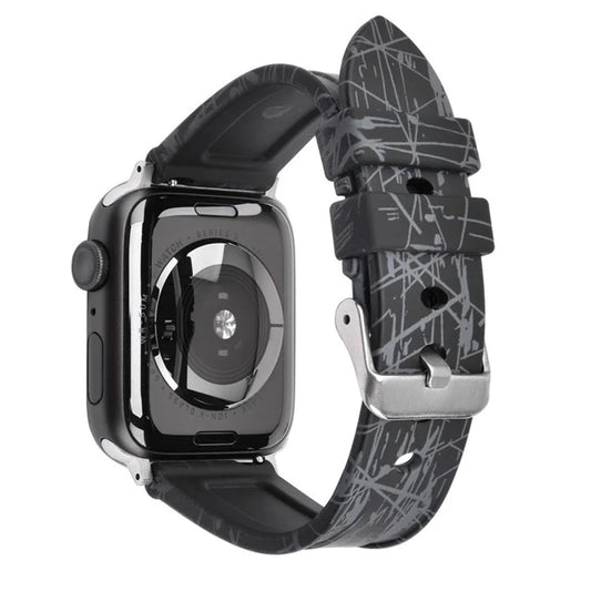 For Apple Watch Ultra 2 Ultra 49mm / Series 9 8 7 45mm / 6 5 4 SE (2022) SE (2023) SE 44mm / 3 2 1 42mm Rubber Watch Band, Silver Buckle