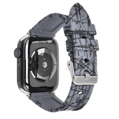 For Apple Watch Ultra 2 Ultra 49mm / Series 9 8 7 45mm / 6 5 4 SE (2022) SE (2023) SE 44mm / 3 2 1 42mm Rubber Watch Band, Silver Buckle