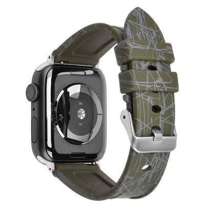 For Apple Watch Ultra 2 Ultra 49mm / Series 9 8 7 45mm / 6 5 4 SE (2022) SE (2023) SE 44mm / 3 2 1 42mm Rubber Watch Band, Silver Buckle