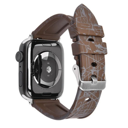 For Apple Watch Ultra 2 Ultra 49mm / Series 9 8 7 45mm / 6 5 4 SE (2022) SE (2023) SE 44mm / 3 2 1 42mm Rubber Watch Band, Silver Buckle