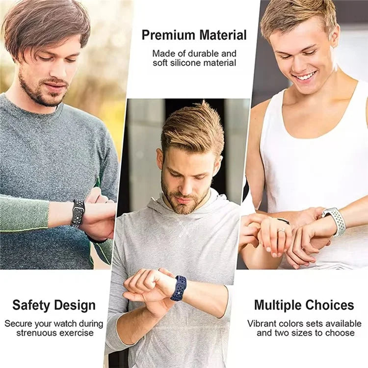 For Apple Watch Series 9 8 7 41mm / 6 5 4 SE (2022) SE (2023) SE 40mm / 3 2 1 38mm Silicone Watch Band Dual Color Strap