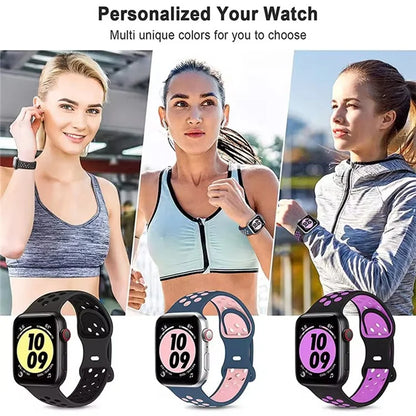 For Apple Watch Series 9 8 7 41mm / 6 5 4 SE (2022) SE (2023) SE 40mm / 3 2 1 38mm Silicone Watch Band Dual Color Strap