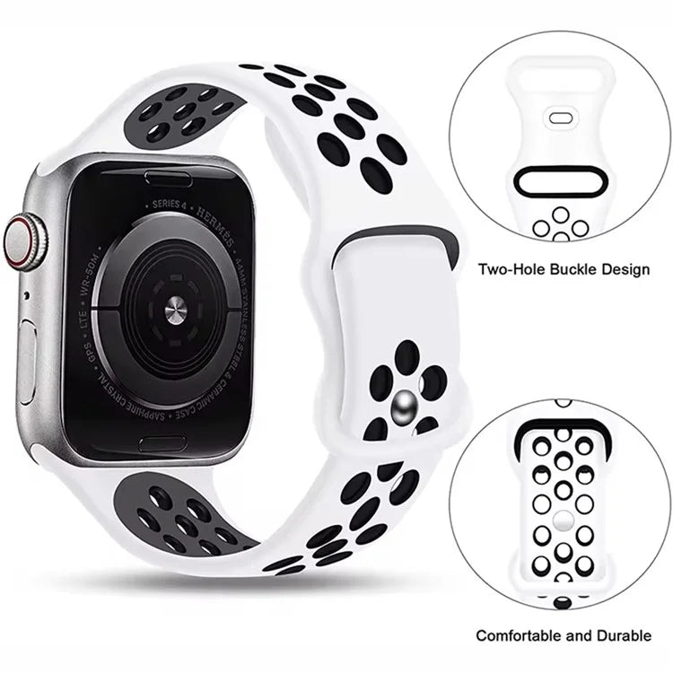 For Apple Watch Series 9 8 7 41mm / 6 5 4 SE (2022) SE (2023) SE 40mm / 3 2 1 38mm Silicone Watch Band Dual Color Strap