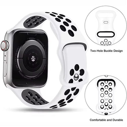 For Apple Watch Series 9 8 7 41mm / 6 5 4 SE (2022) SE (2023) SE 40mm / 3 2 1 38mm Silicone Watch Band Dual Color Strap