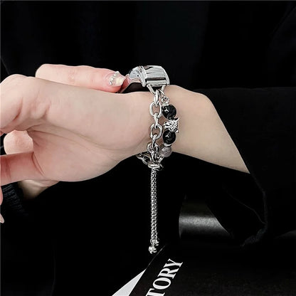 For Xiaomi Smart Band 8 Stainless Steel Watch Band Beads Chain Bracelet with Case