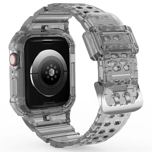 For Apple Watch Series 7 8 9 41mm / Series 7 8 9 45mm TPU Watch Strap with Case