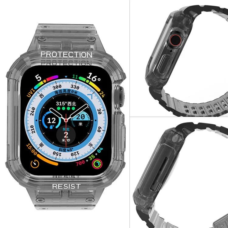 For Apple Watch Series 7 8 9 41mm / Series 7 8 9 45mm TPU Watch Strap with Case