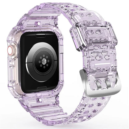For Apple Watch Series 7 8 9 41mm / Series 7 8 9 45mm TPU Watch Strap with Case