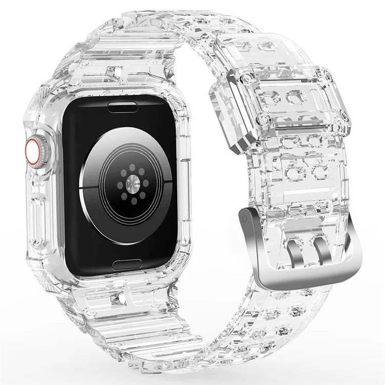 For Apple Watch Series 7 8 9 41mm / Series 7 8 9 45mm TPU Watch Strap with Case