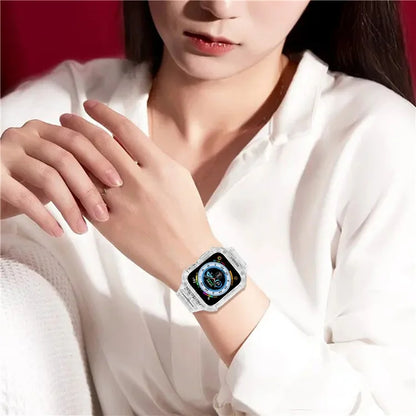 For Apple Watch Series 7 8 9 41mm / Series 7 8 9 45mm TPU Watch Strap with Case